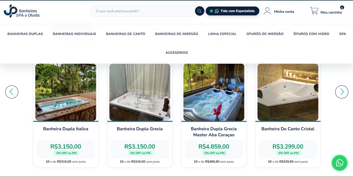 JP Banheiras Website
